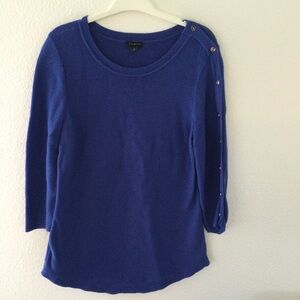 Talbots periwinkle blue 3/4 sleeve cotton sweater in a size medium
